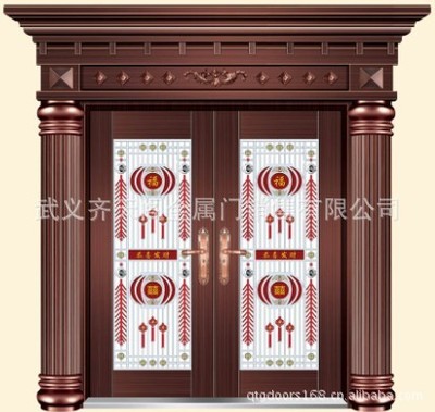 【高檔鍍鋅板豪華仿銅大門】價格,廠家,圖片,防盜門,武義齊天閣金屬門銷售-